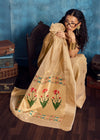 Golden Beige Paithani Tissue Silk Saree