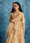 Golden Beige Paithani Tissue Silk Saree