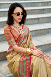 Golden Beige Tissue Silk Saree