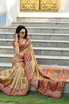 Golden Beige Tissue Silk Saree