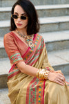 Golden Beige Tissue Silk Saree