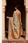 Golden Brown Banarasi Digital Printed Saree