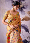Amber Orange Banarasi Tissue Silk Saree