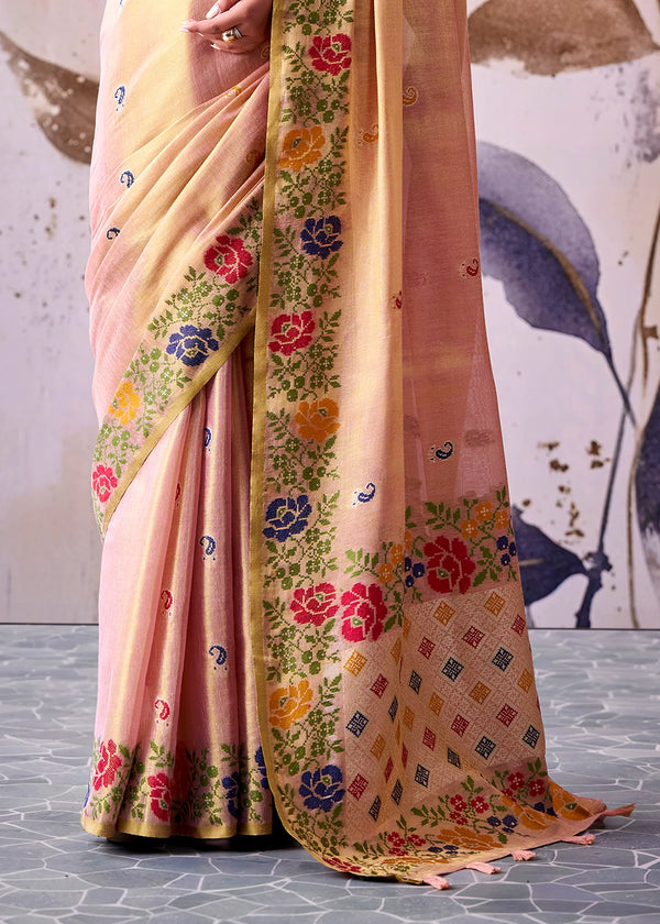 Blush Pink Banarasi Tissue Silk Saree