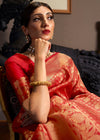 Golden Red Kanjivaram Saree