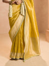 Golden Yellow Banarasi Bridal Tissue Silk Saree