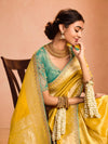 Golden Yellow Banarasi Bridal Tissue Silk Saree