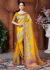 Golden Yellow Designer Silk Saree