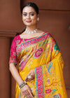 Golden Yellow Designer Silk Saree