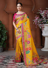 Golden Yellow Designer Silk Saree