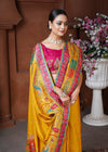 Golden Yellow Designer Silk Saree