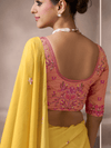 Golden Yellow Jamdani Cotton Silk Saree With Contrast Blouse