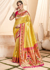 Golden Yellow Paithani Tissue Silk Saree