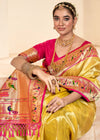 Golden Yellow Paithani Tissue Silk Saree