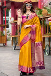 Golden Yellow Soft Banarasi Silk Saree