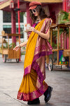 Golden Yellow Soft Banarasi Silk Saree