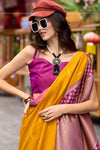 Golden Yellow Soft Banarasi Silk Saree