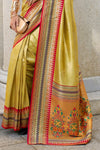 Golden Yellow Tissue Ikat Silk Saree