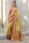 Golden Yellow Tissue Ikat Silk Saree