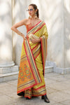 Golden Yellow Tissue Ikat Silk Saree