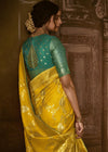 Golden Yellow Woven Designer Banarasi Silk Saree