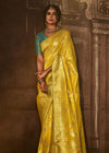 Golden Yellow Woven Designer Banarasi Silk Saree