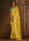 Golden Yellow Woven Designer Banarasi Silk Saree