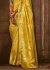 Golden Yellow Woven Designer Banarasi Silk Saree