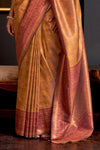 Golden Yellow Woven Kanjivaram Handloom Silk Saree