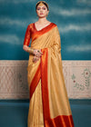 Golden Yellow Woven Kanjivaram Silk Saree