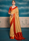 Golden Yellow Woven Kanjivaram Silk Saree