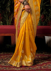 Golden Yellow Zari Woven Fancy Dola Silk Designer Saree