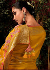 Golden Yellow Zari Woven Fancy Dola Silk Designer Saree