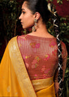 Golden Yellow Zari Woven Fancy Dola Silk Designer Saree