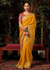 Golden Yellow Zari Woven Fancy Dola Silk Designer Saree