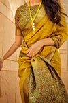 Goldenrod Mustard Festive Wear Banarasi Handloom Silk Saree