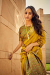 Goldenrod Mustard Festive Wear Banarasi Handloom Silk Saree