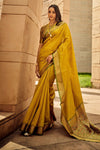 Goldenrod Mustard Festive Wear Banarasi Handloom Silk Saree