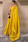 Goldenrod Yellow Handloom Satin Silk Saree