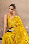 Goldenrod Yellow Handloom Satin Silk Saree