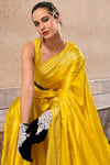 Goldenrod Yellow Handloom Satin Silk Saree