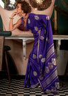 Gorgeous Purple Banarasi Satin Silk Saree