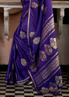 Gorgeous Purple Banarasi Satin Silk Saree