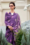 Grape Purple Mul Mul Silk Saree