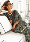 Green Ajrakh Satin Crepe Saree