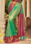 Green and Maroon Woven Kanjivaram Silk Saree