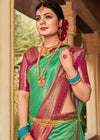 Green and Maroon Woven Kanjivaram Silk Saree