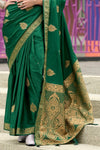 Green Banarasi Handloom Satin Saree