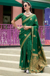 Green Banarasi Handloom Satin Saree