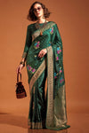 Green Handloom Satin Silk Saree